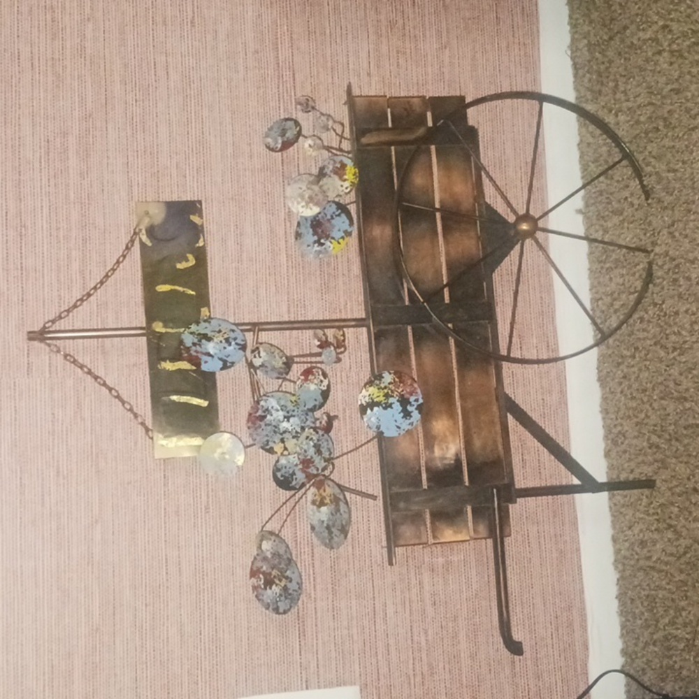 Curtis Jere Signed Decorative Metal Cart with Colorful Accents - Picture 2 of 5